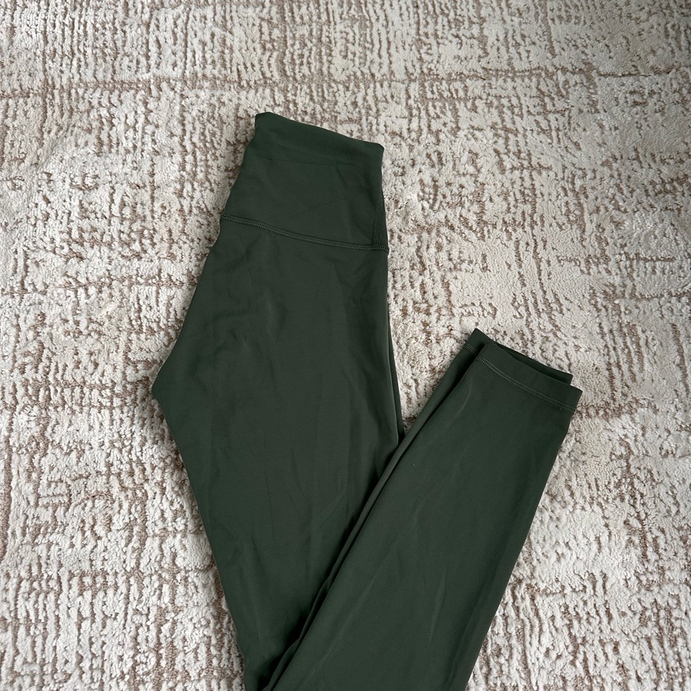 Lululemon Wunder Train Forest Green High-Waisted Leggings 7/8 length